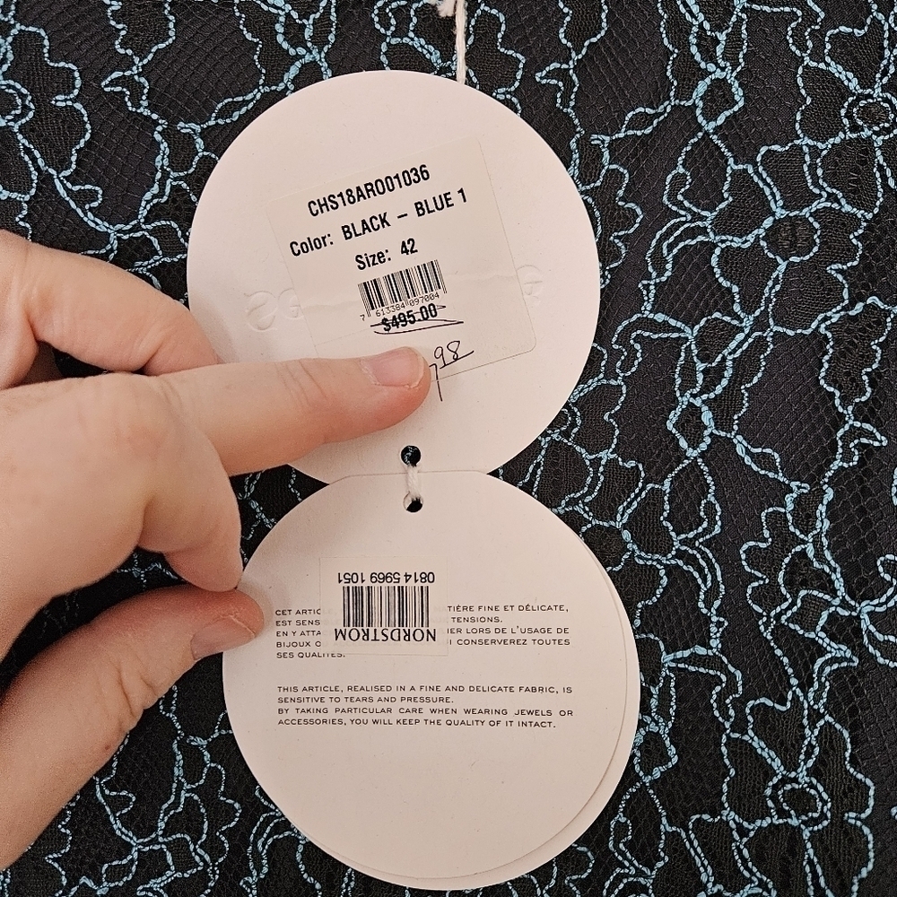 NWT See by Chloe Floral Mesh Midi Lace Blue dress size 42/ 12 - Picture 8 of 12